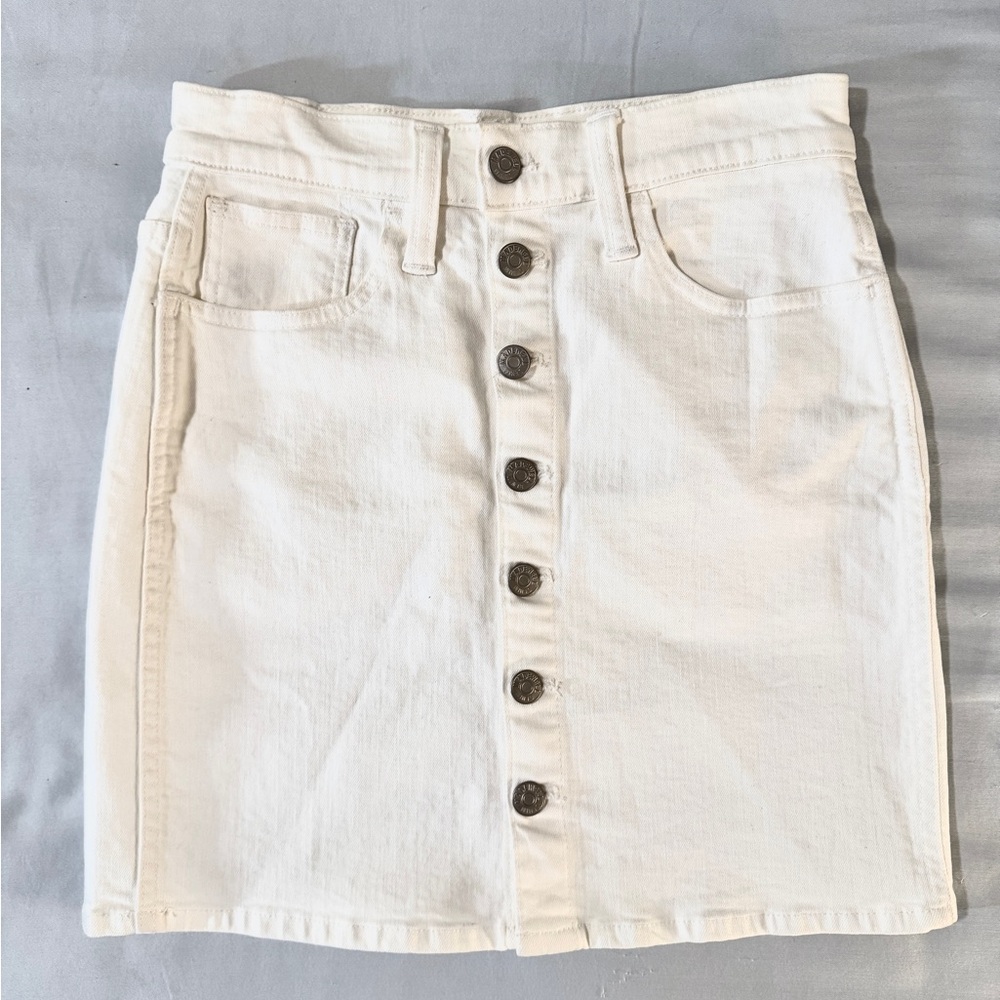 NWOT Madewell White Denim Button Front Mini Skirtt